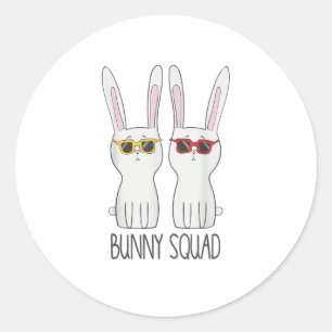 Pegatina Redonda Bunny Squad Funny Mascota Conejo Lover T Shirt