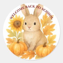 Pegatina Redonda Bunny Welcome to Back To School