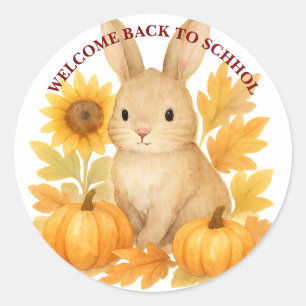 Pegatina Redonda Bunny Welcome to Back To School