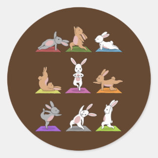 Pegatina Redonda Bunny Yoga