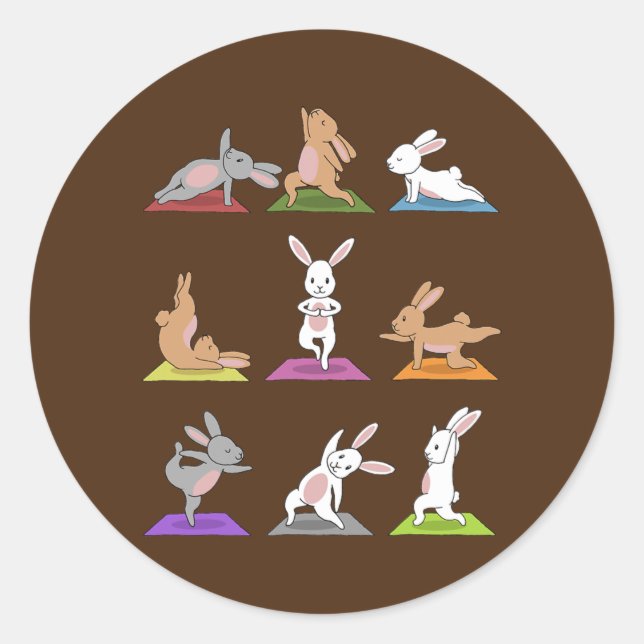 Pegatina Redonda Bunny Yoga (Anverso)