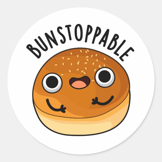 Pegatina Redonda Bunstoppable Funny Bun Pun (Anverso)