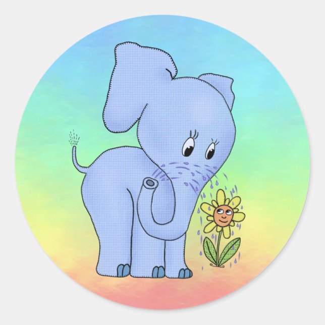 Pegatina Redonda Bunter Elefant  Runder Aufkleber (Anverso)