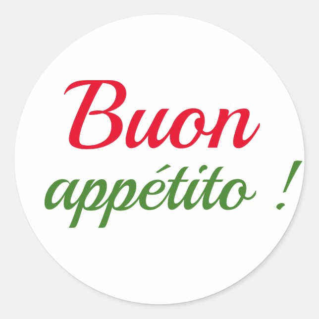 Pegatina Redonda Buon appétito (Anverso)