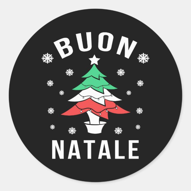 Pegatina Redonda Buon Natale (Anverso)