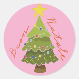 Pegatina Redonda "Buon Natale" Christmas Klassische Runde Aufkleber