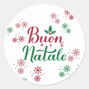 Pegatina Redonda Buon Natale Feliz Navidad italiano