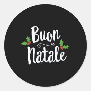 Pegatina Redonda Buon Natale Italia Orgullo Navidad Fiesta de Navid