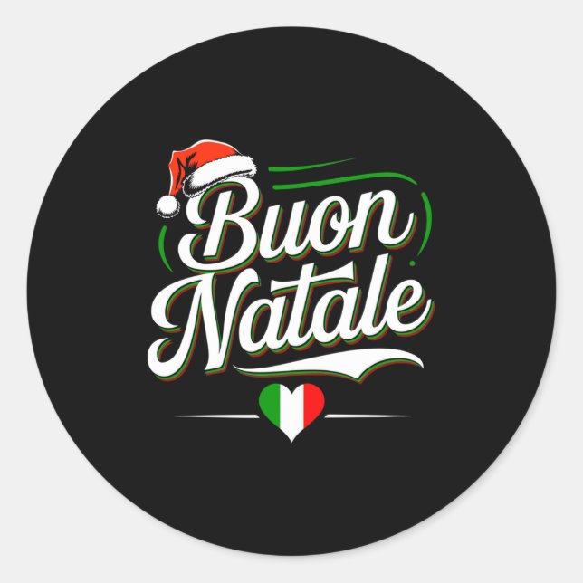 Pegatina Redonda Buon Natale Italian Family Christmas Italy Pride H (Anverso)