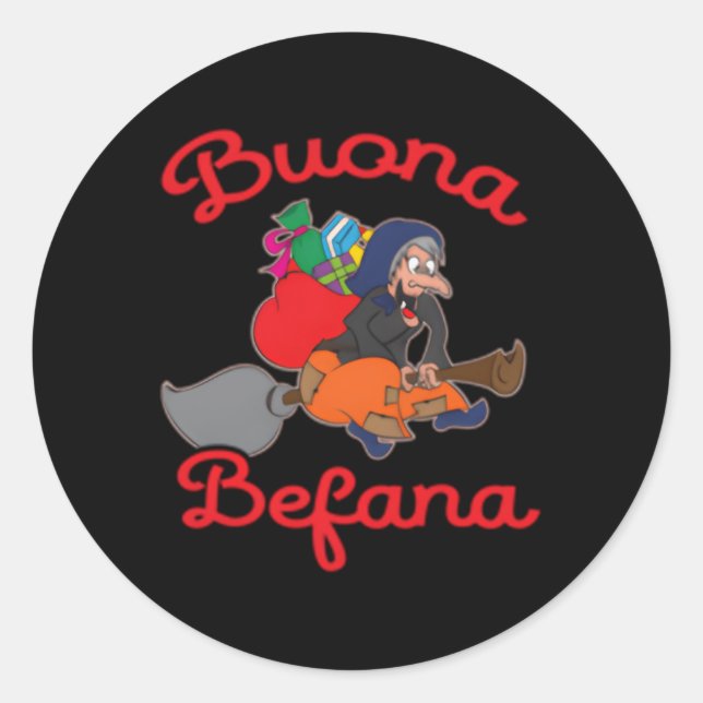 Pegatina Redonda Buona Befana (Anverso)