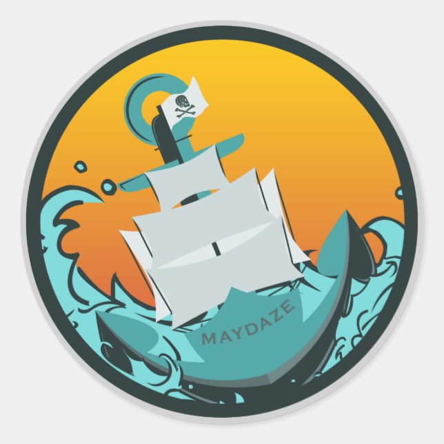 Pegatina Redonda buque de hundimiento de maydaze (Anverso)