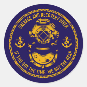 Pegatina Redonda Buque de salvamento y recuperación