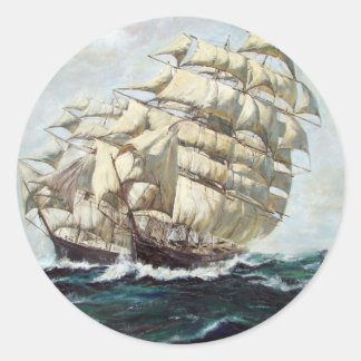Pegatina Redonda Buques de vela