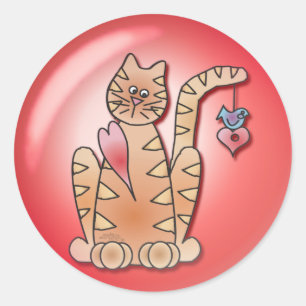 Pegatina Redonda BURBUJA CAT HEART por SHARON SHARPE