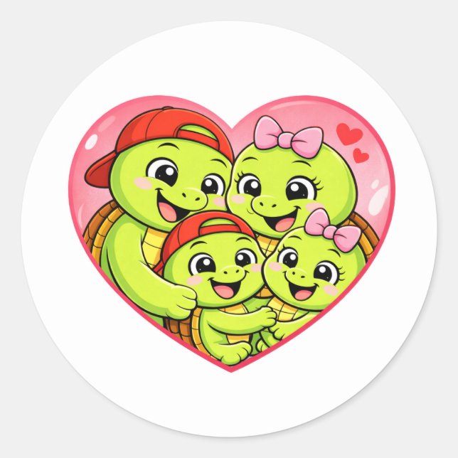 Pegatina Redonda Burbuja de Amor Familiar (Anverso)