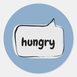 Pegatina Redonda burbuja de discursos hambrientos
