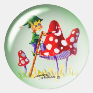 Pegatina Redonda BURBUJA ELF y HABITACIONES por SHARON SHARPE