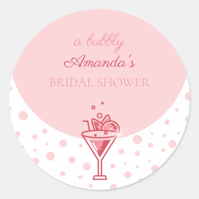 Pegatina Redonda Burbuja en Rosa: Diversión de Elegancia Hermosa pa (Anverso)