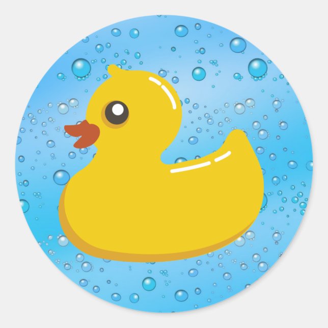 Pegatina Redonda Burbujas azul/ducky de caucho (Anverso)