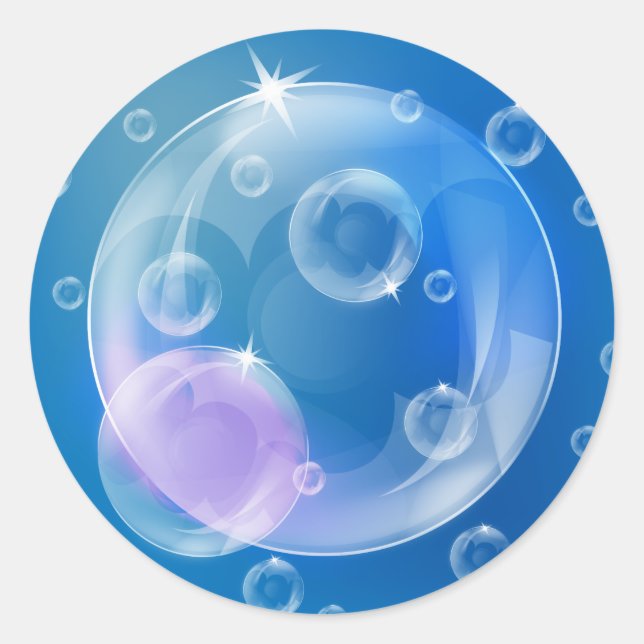 Pegatina Redonda Burbujas de jabón (Anverso)
