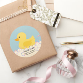 Pegatina Redonda Burbujas de Rubber Ducky Bubbles Baby Shower