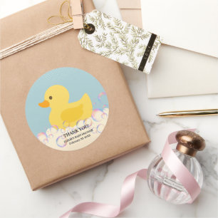 Pegatina Redonda Burbujas de Rubber Ducky Bubbles Baby Shower