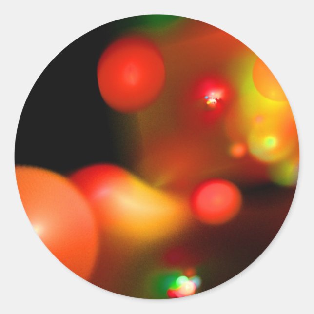 PEGATINA REDONDA BURBUJAS FRACTALES NEGRAS ROJAS DE NARANJA AMARILL (Anverso)