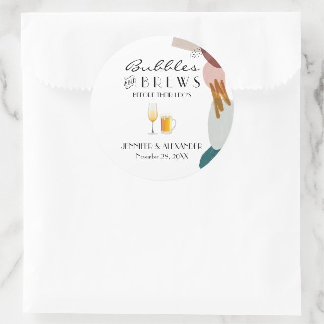 Pegatina Redonda Burbujas y brechas de acuarela abstractas (Bolso)