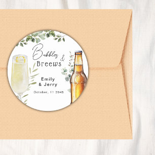 Pegatina Redonda Burbujas y Brindis con Eucalipto Fiesta de Regalos