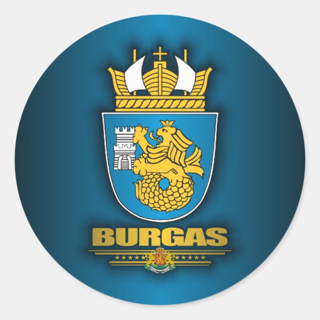 Pegatina Redonda Burgas COA (Anverso)
