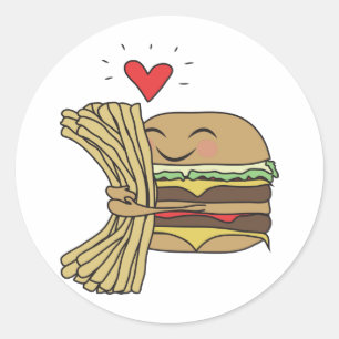 Pegatina Redonda Burger Amas Fries