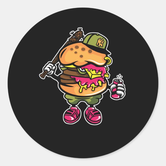 Pegatina Redonda Burger Bastard (Anverso)