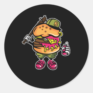 Pegatina Redonda Burger Bastard