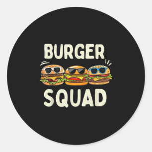 Pegatina Redonda Burger Squad Funny Hamburger Fast Foodis Bu