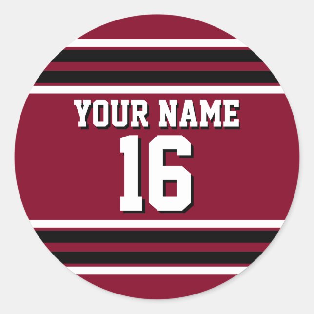 Pegatina Redonda Burgundy Black Whats Team Jersey Personalizado Nom (Anverso)