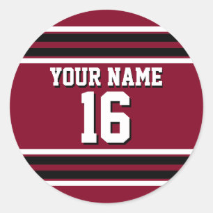Pegatina Redonda Burgundy Black Whats Team Jersey Personalizado Nom