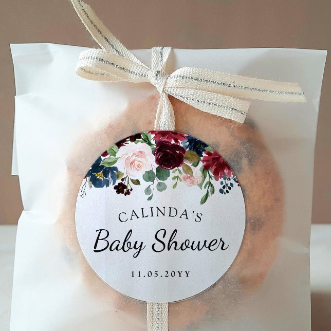 Pegatina Redonda Burgundy Bouquet | BABY SHOWER (Subido por el creador)