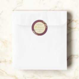 Pegatina Redonda Burgundy Cae Enamorado Cae Floral Elegante Borgoña