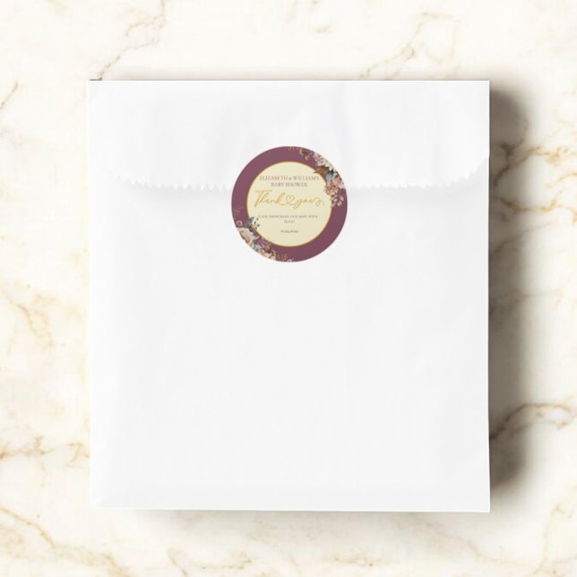 Pegatina Redonda Burgundy Cae Enamorado Cae Floral Elegante Borgoña (Subido por el creador)