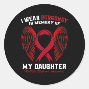Pegatina Redonda Burgundy En Memoria De Hija Mieloma Múltiple Ay