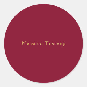 Pegatina Redonda Burgundy Gold Profesional Minimalista Moderno Text