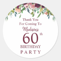 Burgundy Marsala Floral 60 cumpleaños Gracias