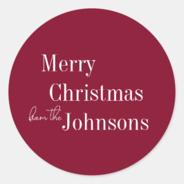 Pegatina Redonda Burgundy Merry Christmas