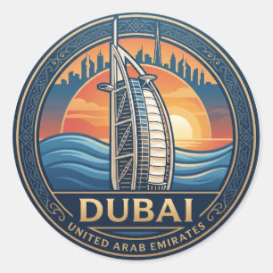 Pegatina Redonda Burj Al Arab Emiratos Árabes Unidos