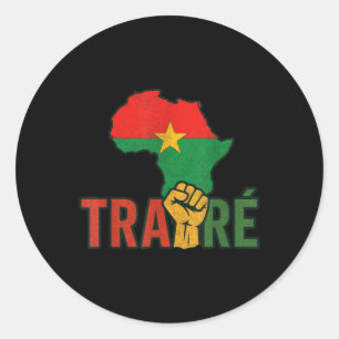 Pegatina Redonda Burkina Faso-ibrahim Traoré _ Thomas Sankara