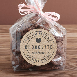 Pegatina Redonda Burla falsa de la cocina hecha en casa con amor