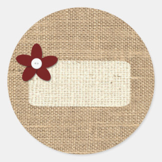 Pegatina Redonda Burlap Mason Jar Labels