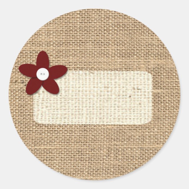 Pegatina Redonda Burlap Mason Jar Labels (Anverso)