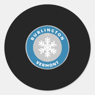 Pegatina Redonda Burlington Vermont Vt Invierno Nieve Copo de Nieve