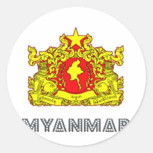 Pegatina Redonda Burma Emblem